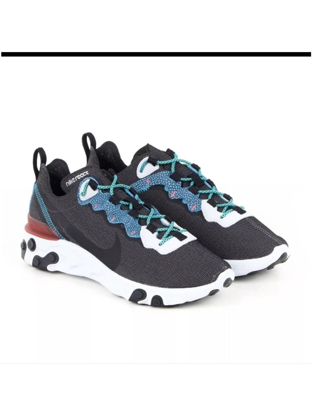 Nike Mens React Element 55 SE Anthracite Blue Fury Sneakers CD2153-001 Size 9.5